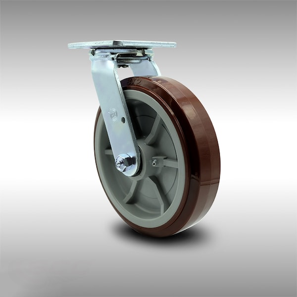 8 Inch Stainless Steel Polyurethane Wheel Swivel Caster with Roller Bearing SCC